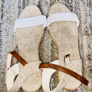 Elegant Women's Sandals with White and Brown Straps (8)